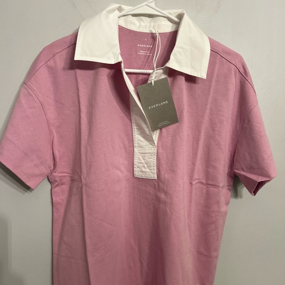 Everlane The Organic Cotton Polo Dress S Womens Pink White Short Sleeve… - Picture 3 of 5